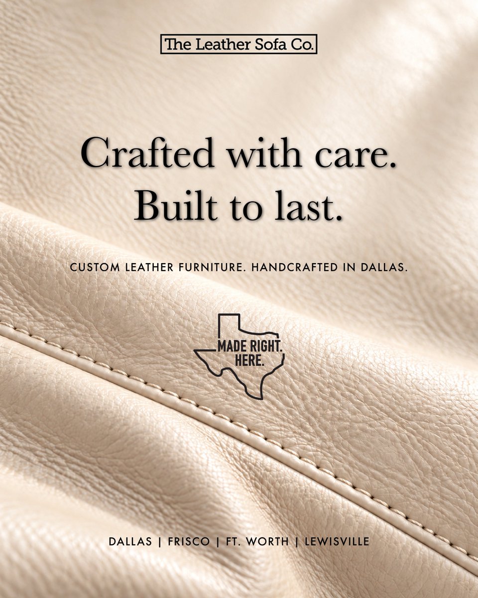 leathersofaco's tweet photo. Proudly serving DFW since 2004.

#DallasMade #LeatherSofaCo #CustomFurniture https://t.co/Sr9MUovfYV