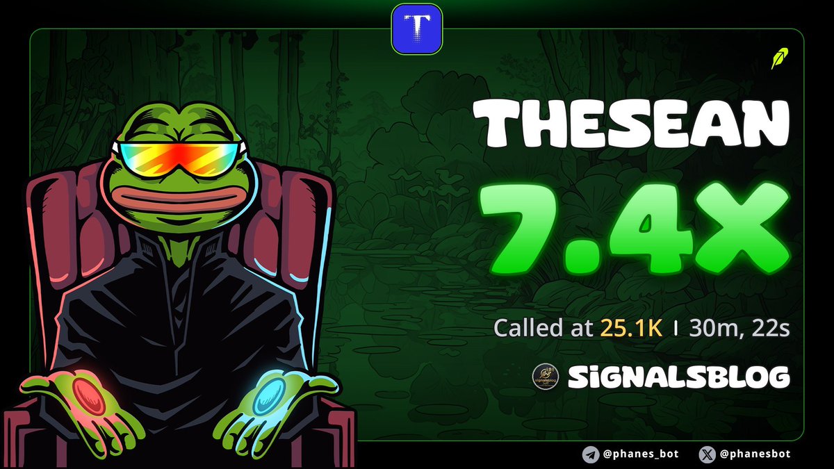 signalsblogg's tweet photo. 7.4x up profit from my call on $THESEAN 

CA>>
0x7bc5a81458453de233ee3204169e053767deb3ca https://t.co/mC2w1EpkZi
