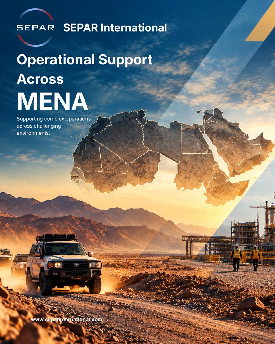 SEPAR_Inter's tweet photo. 🌍Operational Support Across MENA
🏜️Remote & Hostile Operations
Logistics | Remote Sites | Route Planning | Transport | Personnel Movements
🛡️Risk & Contingency
Risk Assessments | Crisis Planning | Business Continuity | Incident Coordination | Evacuation & Relocation
#MENA https://t.co/PkeHbhtSw8