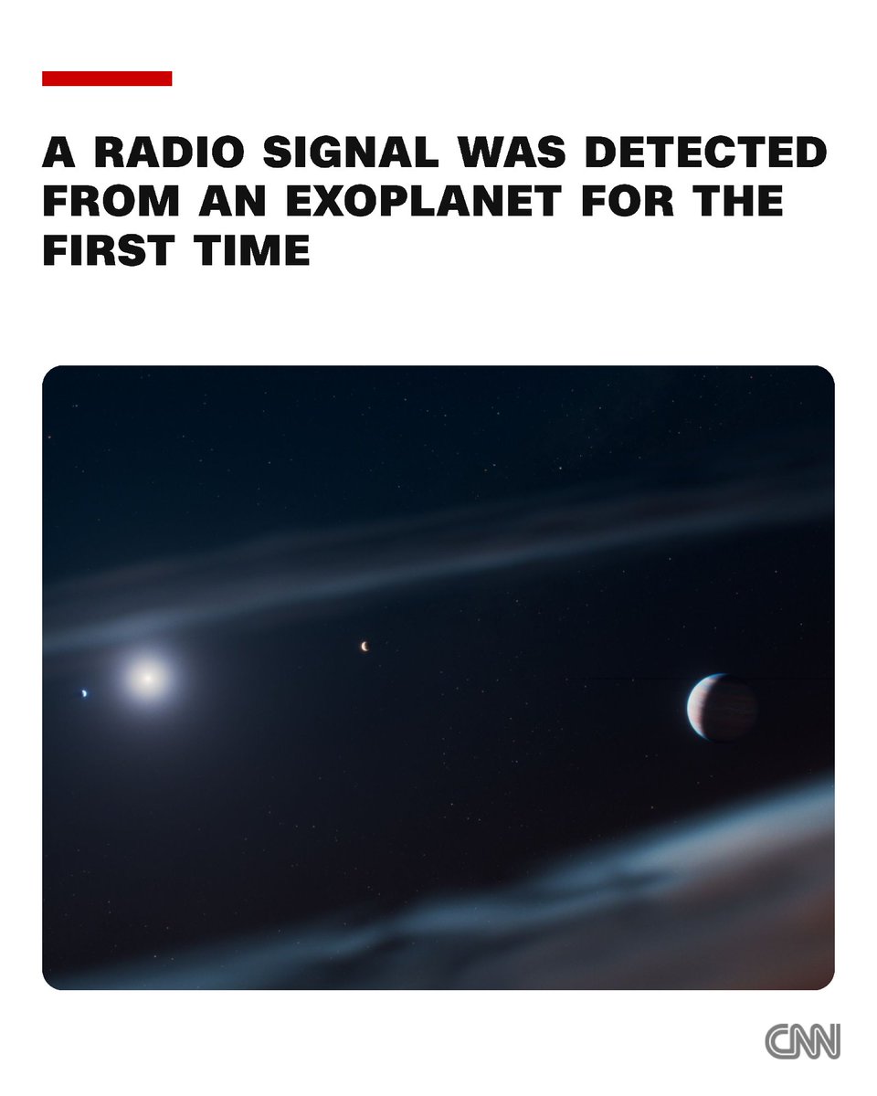 CNN's tweet photo. Astronomers say they have directly detected the first-ever radio emission from a planet outside the solar system. The signal, however, is evidence of a colossal magnetic field — not intelligent life. https://t.co/kMQv1lNsOg https://t.co/GwwVq6HDgB