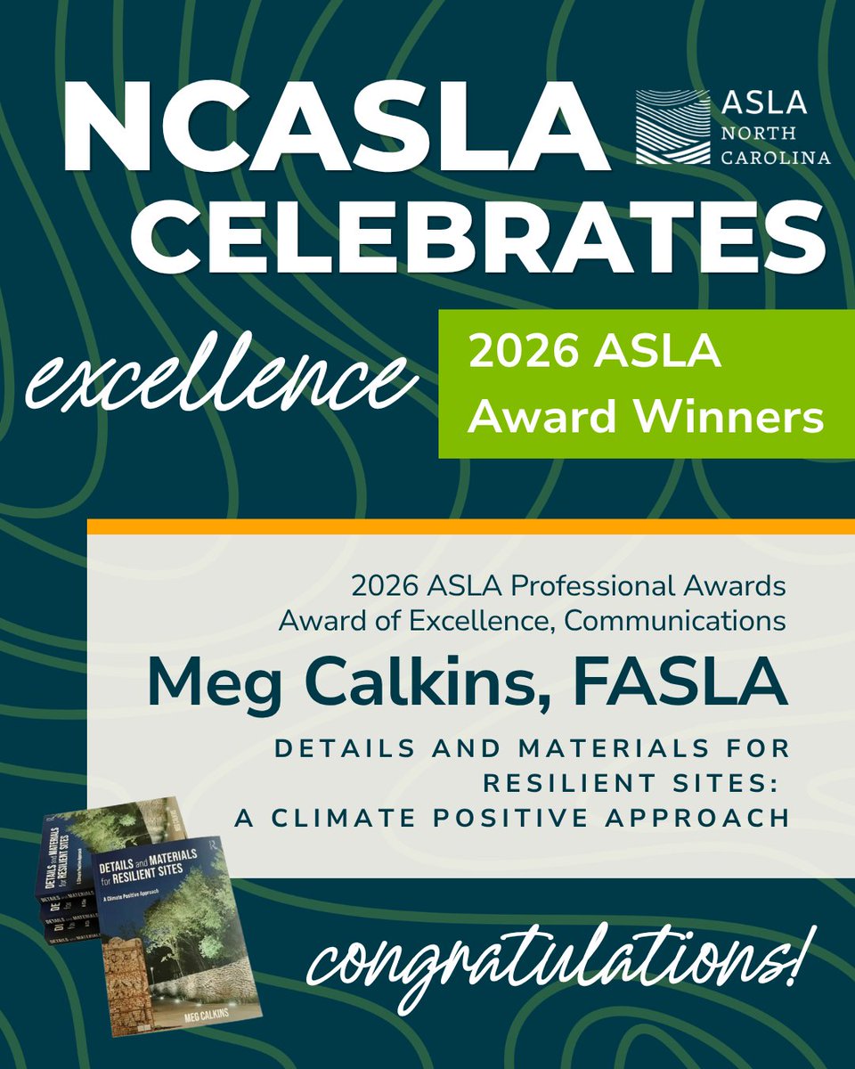 NC_ASLA's tweet photo. We’re thrilled to celebrate the outstanding achievements of our NCASLA members! 🎉 Congratulations to these 2026 ASLA Award winners for their dedication to excellence and innovation in landscape architecture. 🌱🏆 https://t.co/r7WLT1HyHp