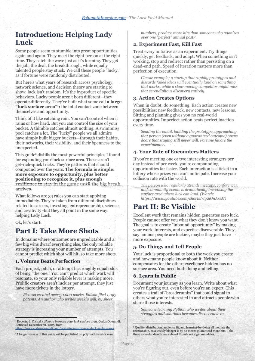 polymathinvest1's tweet photo. A short manual on how to systematically increase your exposure to opportunity. 
(1/2)