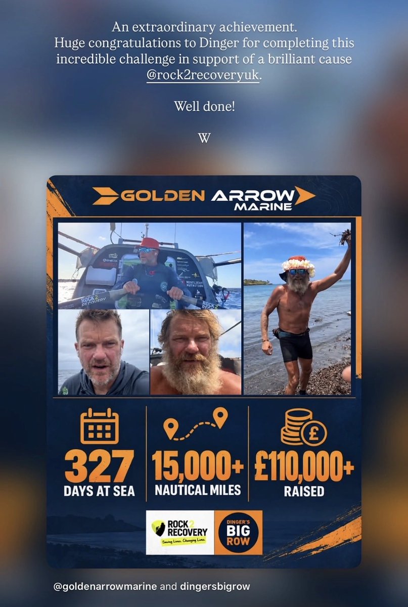 SabirahLohn's tweet photo. A message from Prince William to Dave ‘Dinger’ Bell who completed 327 days solo at sea in support of Rock to Recovery UK. Photo from the Prince and Princess of Wales Instagram. https://t.co/qDCtjNnF1M