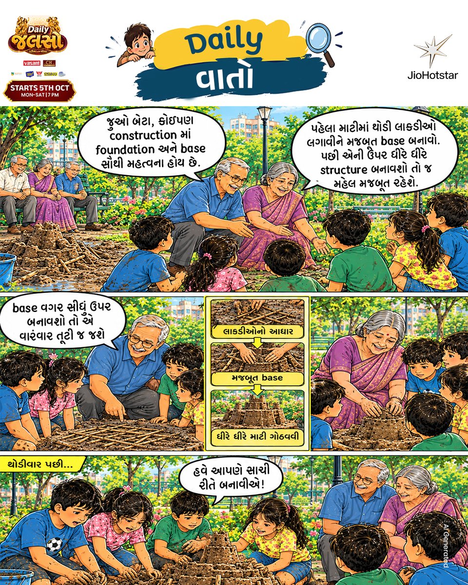 ColorsGujarati's tweet photo. Daily Vaato 💬: Ghardao no anubhav ane baadko ni jigyasa mali ne j sundar samaj banave che 😇🙏
જુઓ, Daily Jalso - #FarivaarWithParivaar| 5 October થી | સોમ - શનિ | 7 PM Colors ગુજરાતી પર અને ક્યારેય પણ @jiohotstar પર!
#ColorsGujarati #GujaratiShow #DailyJalso #GameShow https://t.co/hF06pg5uRm