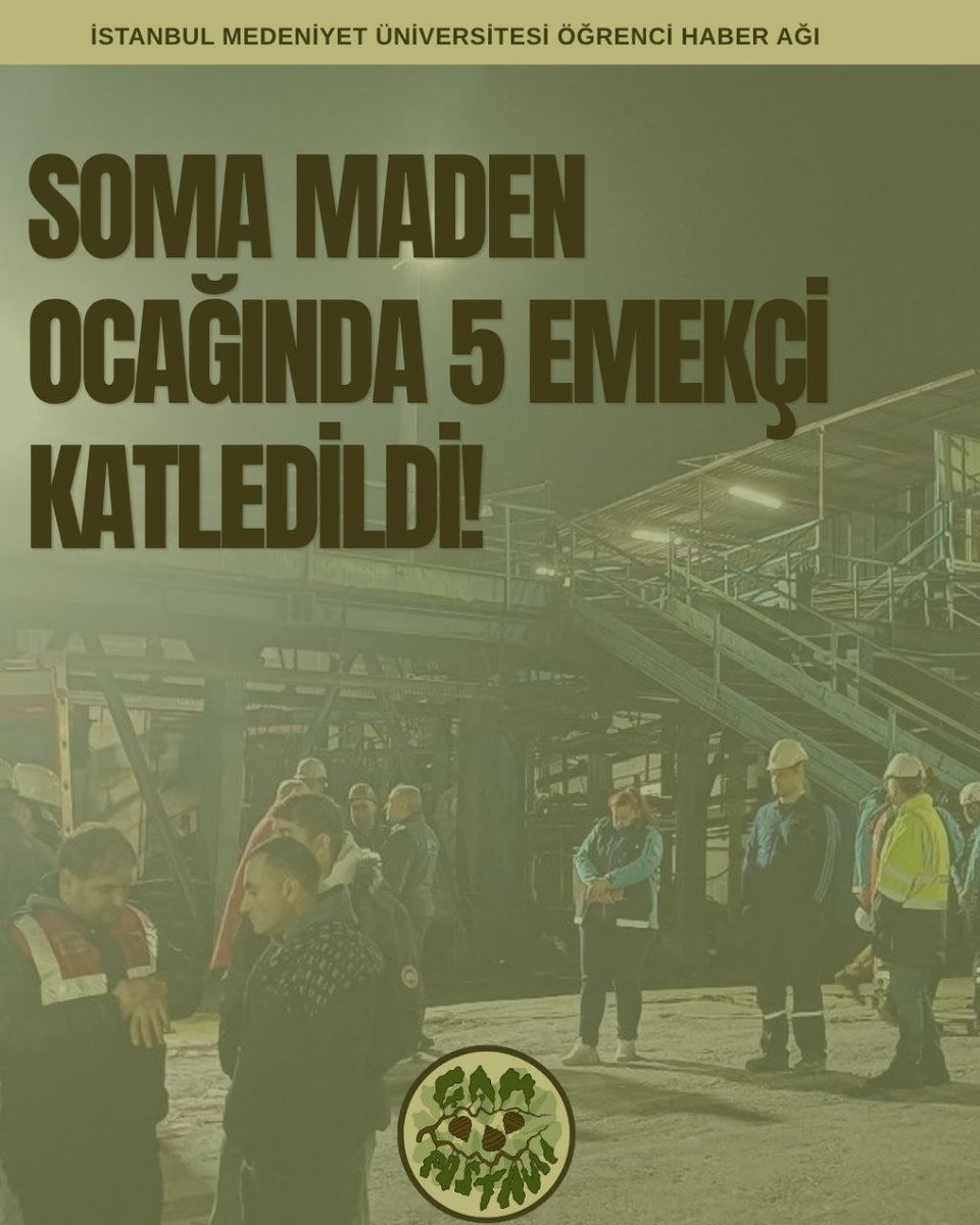 campostasii's tweet photo. Soma'da maden ocağında 5 emekçi katledildi!

Patronlar kâr etsin diye işçiler ağır şartlar altında çalışmaya mahkum ediliyorlar. Bu güvencesiz koşullara karşı sessiz kalmayacağız!

🗣️İş kazası değil, cinayet! Kader değil katliam! https://t.co/n9E0ooGLg4