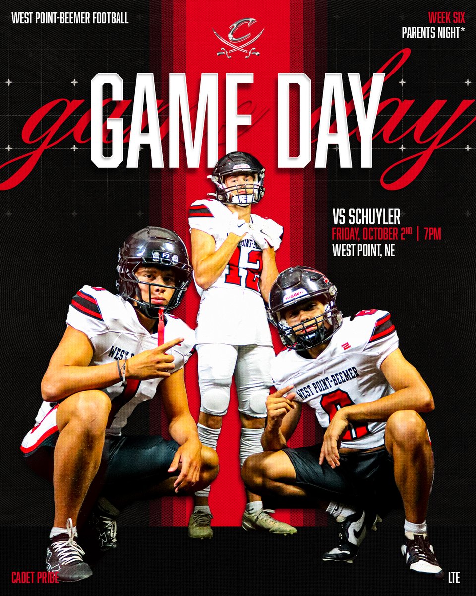 WPBFootball's tweet photo. GAME DAY!
Week 6 - Parents' Night
🆚Schuyler Warriors
📍West Point, NE
🗓️Today, Oct. 2nd
🕖7:00pm CST
📺Stream: https://t.co/nppLsZiuwE
#LTE #BeTheBrick #5for1 https://t.co/Lo3wBv086c