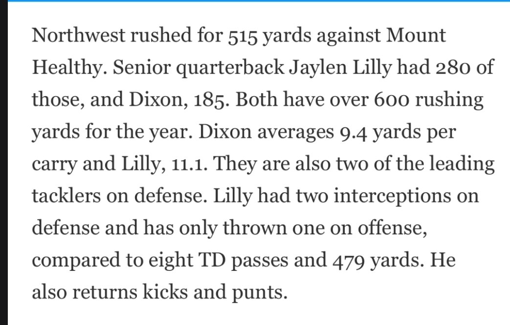 Ethan_Dixon6's tweet photo. Thanks for the great article on the success of the of @NWKnightsFtball ,myself and my brother @JaylenLilly8  @DavidDallas323 @CoachSpadaro @Coach_Boldiis @CoachSchon @TerrenceIsaac1 @CoachJReardon https://t.co/wq61qVHcMu