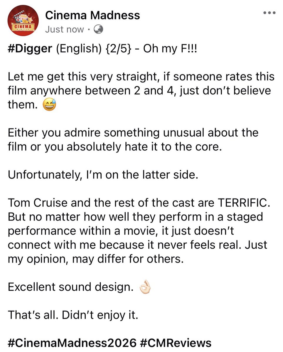 CinemaMadness24's tweet photo. #Digger (English) {2/5} - Oh my F!!!

#DiggerReview #CMReviews https://t.co/WJwqeYM0fz