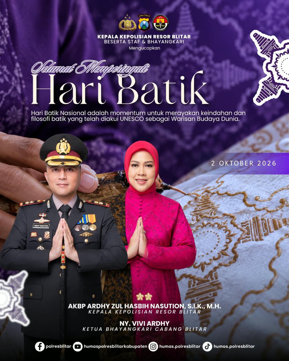 GarumPresisi's tweet photo. Selamat Hari Batik Nasional 2026.

Batik bukan sekadar kain, tetapi bagian dari identitas, budaya, dan warisan bangsa yang patut kita jaga dan lestarikan. https://t.co/lAzIix1MRx