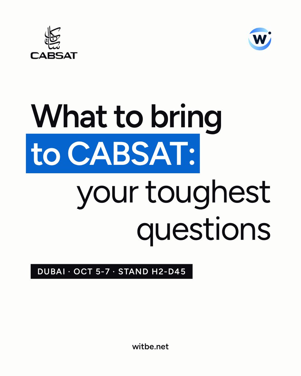 witbe's tweet photo. CABSAT 2026 opens today. 

Bring your questions 🎯  
📺 Can you test our LG C2? 
🔧 Why do our tests keep breaking? 
🚨 Can we trust every alarm? 
🎛️ Do we lose control with AI?  

📍 Stand H2-D45, French Pavilion · Oct 5-7 
Book your demo 👉 https://t.co/PTv7yK7C6n #CABSAT2026 https://t.co/FVXxFg4Gld
