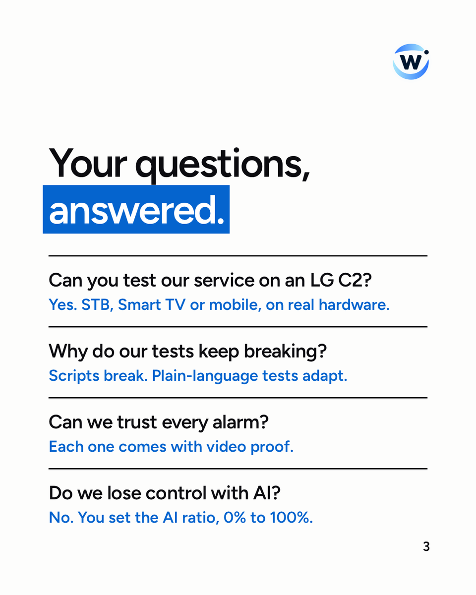 witbe's tweet photo. CABSAT 2026 opens today. 

Bring your questions 🎯  
📺 Can you test our LG C2? 
🔧 Why do our tests keep breaking? 
🚨 Can we trust every alarm? 
🎛️ Do we lose control with AI?  

📍 Stand H2-D45, French Pavilion · Oct 5-7 
Book your demo 👉 https://t.co/PTv7yK7C6n #CABSAT2026 https://t.co/FVXxFg4Gld