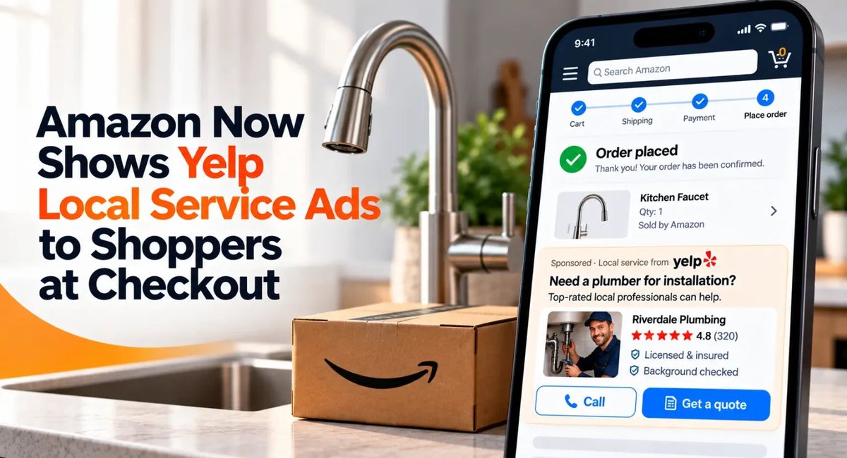 ryan_mcrae's tweet photo. Google just got another competitor for home service leads.

And it’s Amazon.

Amazon Ads just launched something called Sponsored Services with Yelp.

Here’s how it works.

Someone searches for or buys a kitchen faucet on Amazon.

Instead of waiting for that homeowner to go to Google and search:

“plumber near me”

Amazon can now put local plumbers directly in front of them.

On the product page.

On the order confirmation page.

Even on the package tracking page.

The homeowner can hit:

Call

or

Quote

And submit the lead without leaving Amazon.

Think about the difference here.

Google captures the homeowner after they decide they need a contractor and search for one.

Amazon potentially sees the event that creates the need in the first place.

You bought a faucet.

You probably need someone to install it.

You bought a ceiling fan.

You may need an electrician.

You bought something that needs professional installation.

Amazon already knows.

That’s an insane amount of purchase-intent data sitting upstream from the traditional home service search.

At launch, Amazon is using Yelp advertisers for eligible home and auto service categories in the U.S.

Plumbers.

Electricians.

Roofers.

Landscapers.

Cleaners.

Movers.

And this isn’t being built like some random display ad product either.

Amazon says Sponsored Services will use Cost Per Outcome bidding.

They’re building CRM lead delivery through webhooks.

Agencies will be able to manage campaigns through Amazon’s advertising infrastructure.

Amazon is basically taking this:

“I know what this homeowner just bought.”

And turning it into:

“I know which local service they might need next.”

I think that’s the bigger story here.

For years, home service marketing has revolved heavily around owning the search after demand already exists.

Google Ads.

Google Maps.

LSAs.

SEO.

Now companies with completely different datasets are starting to figure out how to identify the moment BEFORE that search happens.

Amazon has purchase data.

Meta has behavioral data.

Google has search data.

AI assistants increasingly have conversational intent data.

Those worlds are starting to collide.

Does that mean Amazon Sponsored Services will immediately become an amazing lead source?

No idea.

There isn’t enough performance data yet to say that.

Lead quality and cost will determine whether contractors actually care.

But I’d be paying very close attention to this.

Because the future of local lead generation may be a lot bigger than somebody typing “HVAC company near me” into Google.