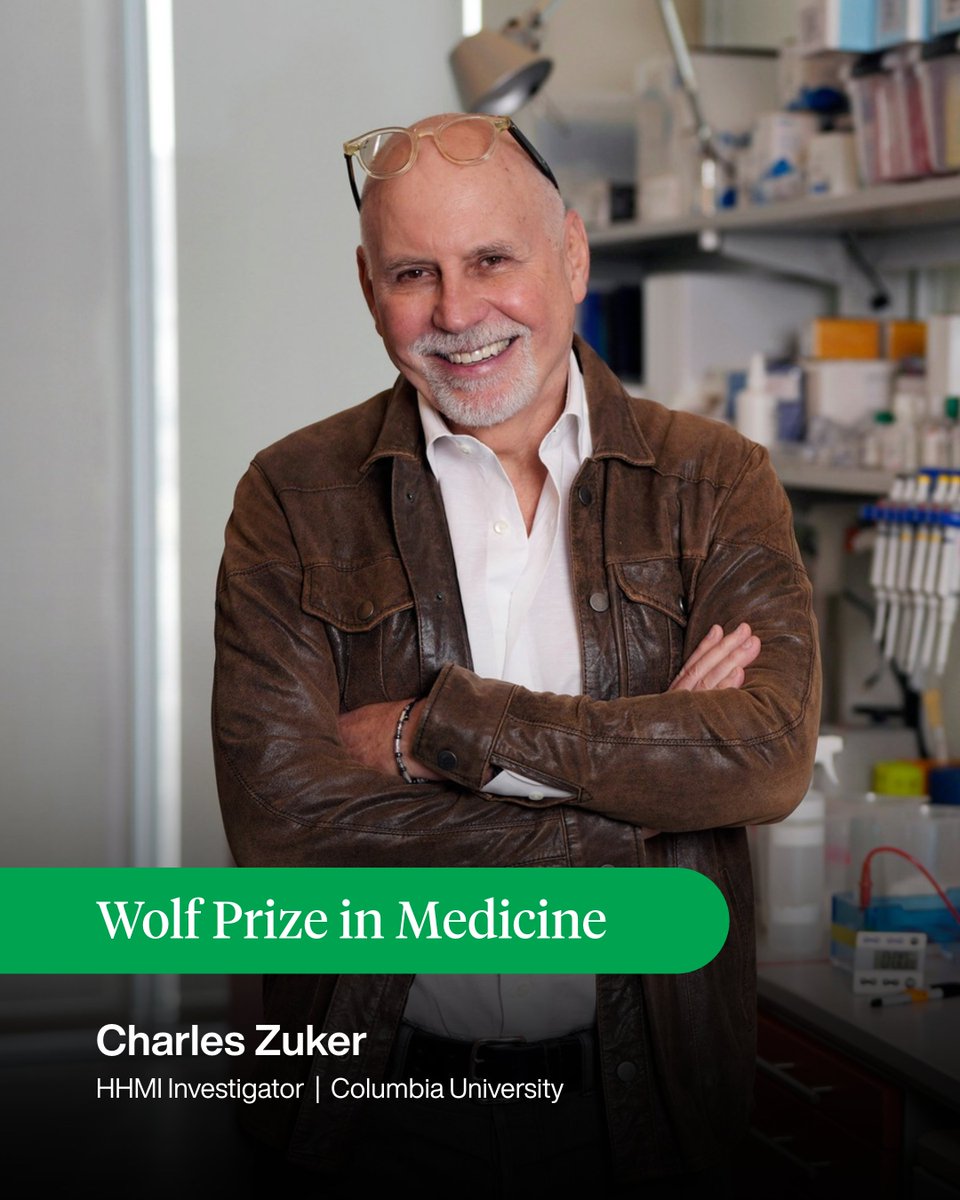 hhmi_science's tweet photo. Congratulations to #HHMIInvestigator Charles Zuker, winner of the 2026 Wolf Prize in Medicine! Zuker's groundbreaking research into taste has helped reveal how the brain transforms signals from the outside world into perceptions, actions, &amp; behaviors: https://t.co/TMeQSgDp2F. https://t.co/I8Jip2MYFR