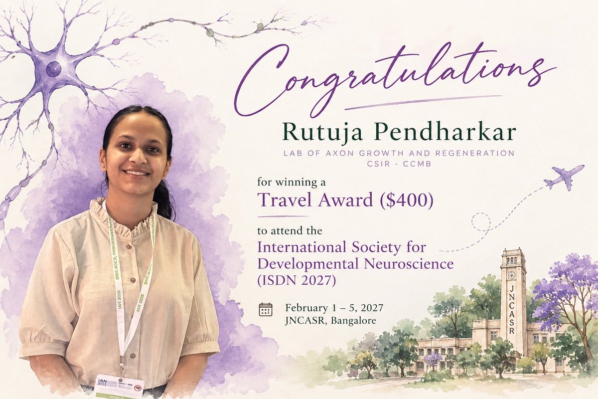 Ishwariya13's tweet photo. So happy that two of our PhD students @Rutuja_P13 and @AarthiSukumar27 have bagged Travel Awards to attend the International Society of Developmental Neuroscience meeting (ISDN 2027) to be held in @jncasr in Feb! Rutuja will present her stem cell work while Aarthi will showcase her Metabolism project!