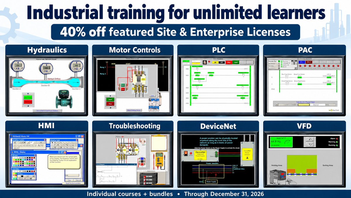 IndTraining's tweet photo. Happy #MFGDay26 ! Help close the skill gap if #CreatorsWanted 😁
Until years-end, BIN95 is offering an additional 40% discount on the Site and Enterprise Licenses. Discounted quotes are honored for six months.
https://t.co/XnBeVX3GsM
#WorkforceDevelopment #Mechatronics https://t.co/3A1kMKQ5iy
