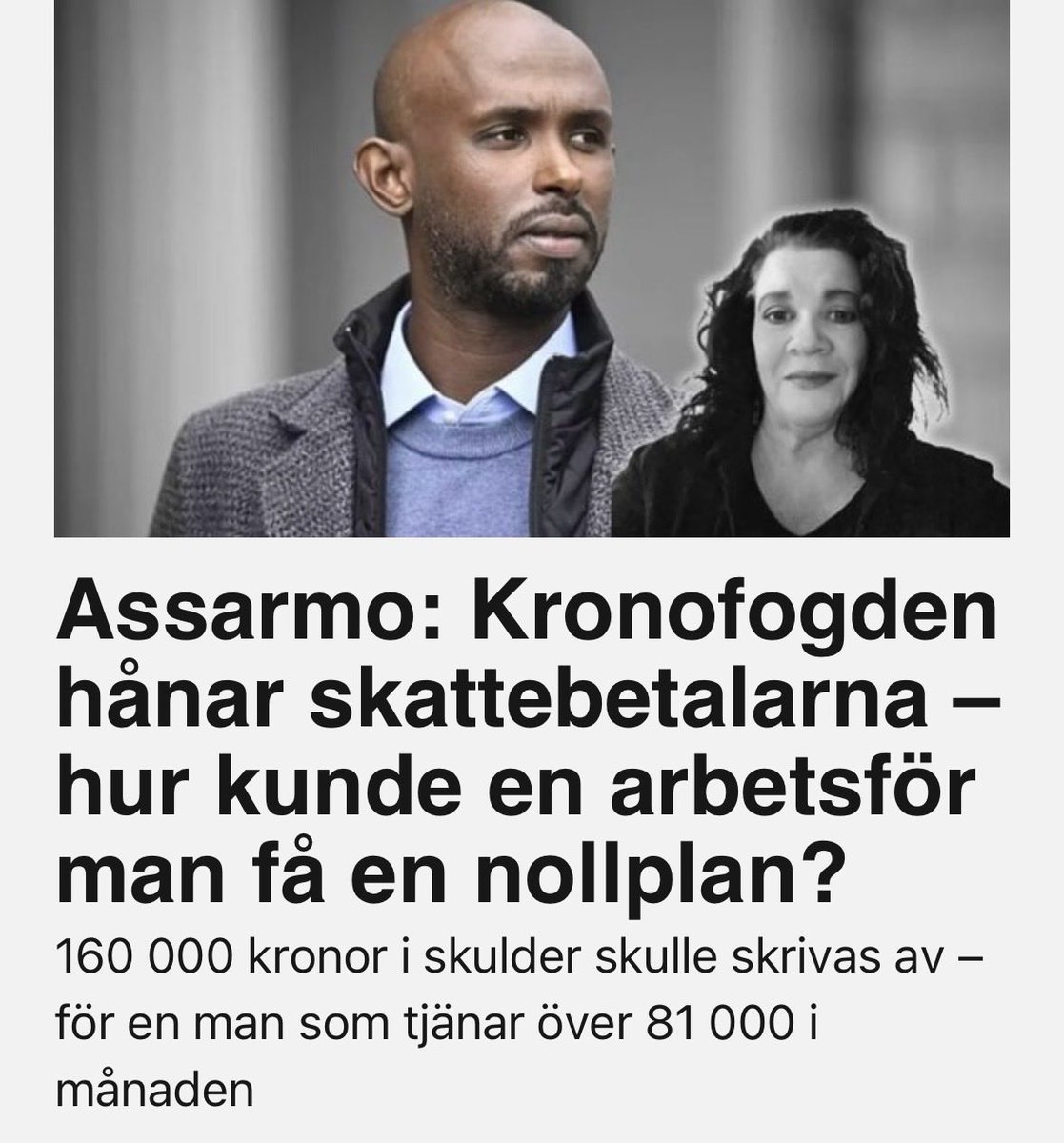 Siskodiskho's tweet photo. Det krävdes att ett privat inkassoföretag hörde av sig till Kronofogdemyndigheten för att det skulle bli fråga om att ompröva skuldsaneringen. 

Bara det faktum att han är ung, ”enbart” har en skuld på ca 160k men ändå beviljas skuldsanering väcker frågor. Att KFM sedan bedömer att Mohamed kommer förbli utan inkomst för all framtid gör inte saken mindre märklig. Och hur var det möjligt för Mohamed att dra på sig massor av skulder trots skuldsanering utan att KFM reagerade….

Finns hur många frågor somhelst som behöver besvaras…källa:@Bulletin_Nu