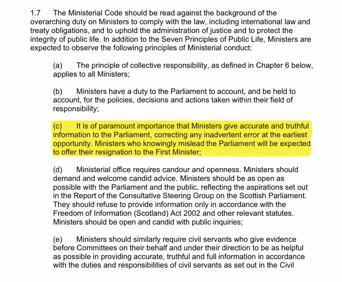 staylorish's tweet photo. Serendipitous timing. The Scottish Government has today published a new edition of the Ministerial Code, including a foreword by @JohnSwinney.

Given the flagrantly false statement he made in parliament yesterday, he is required to offer his resignation… to himself. https://t.co/tq04i8hV9u