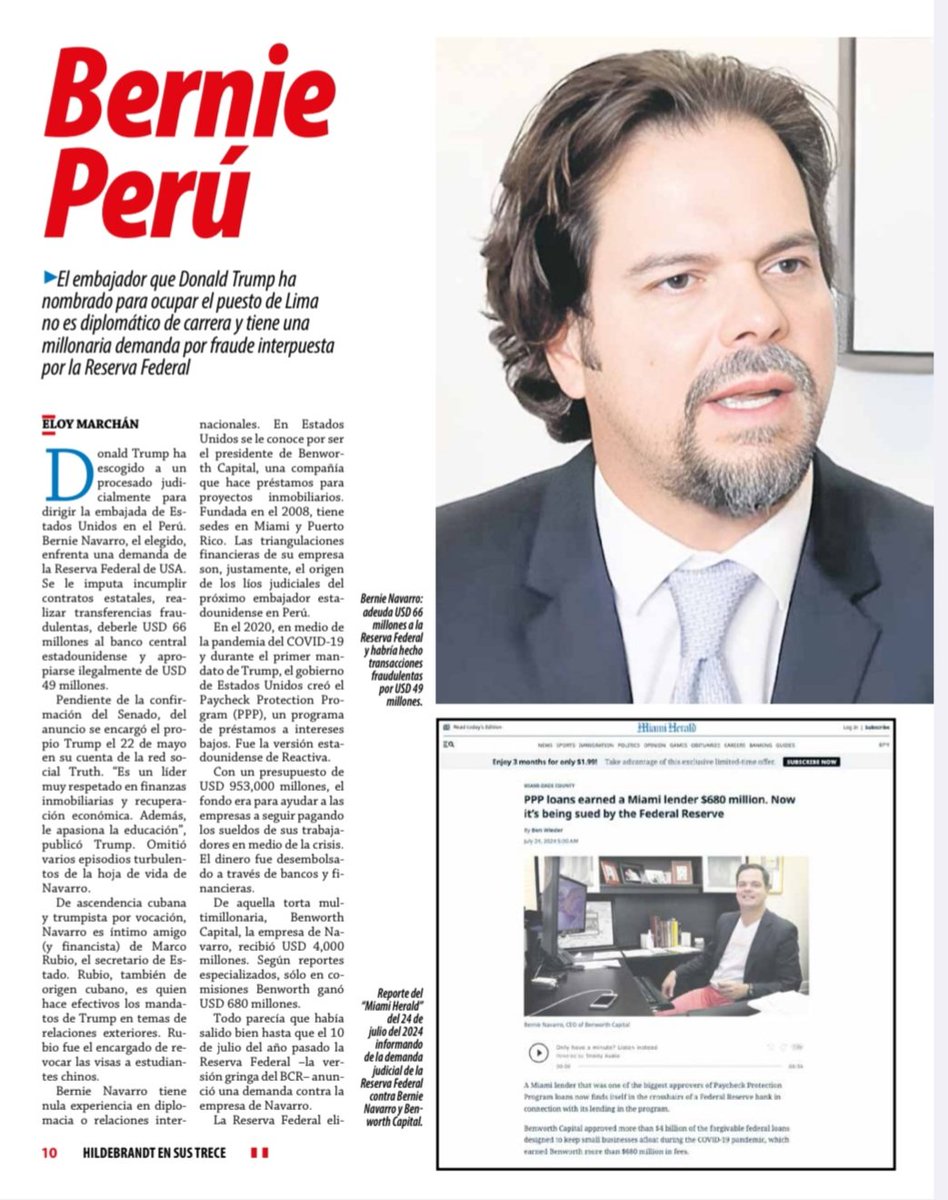 piahildebrandt's tweet photo. Este reportaje de @eloymarchan de #Hildebrandt @ensustrece, edición 735 (mayo de 2025) es una de las razones para los insultos y ataques del embajador de los Estados Unidos. https://t.co/b1soF7abw0