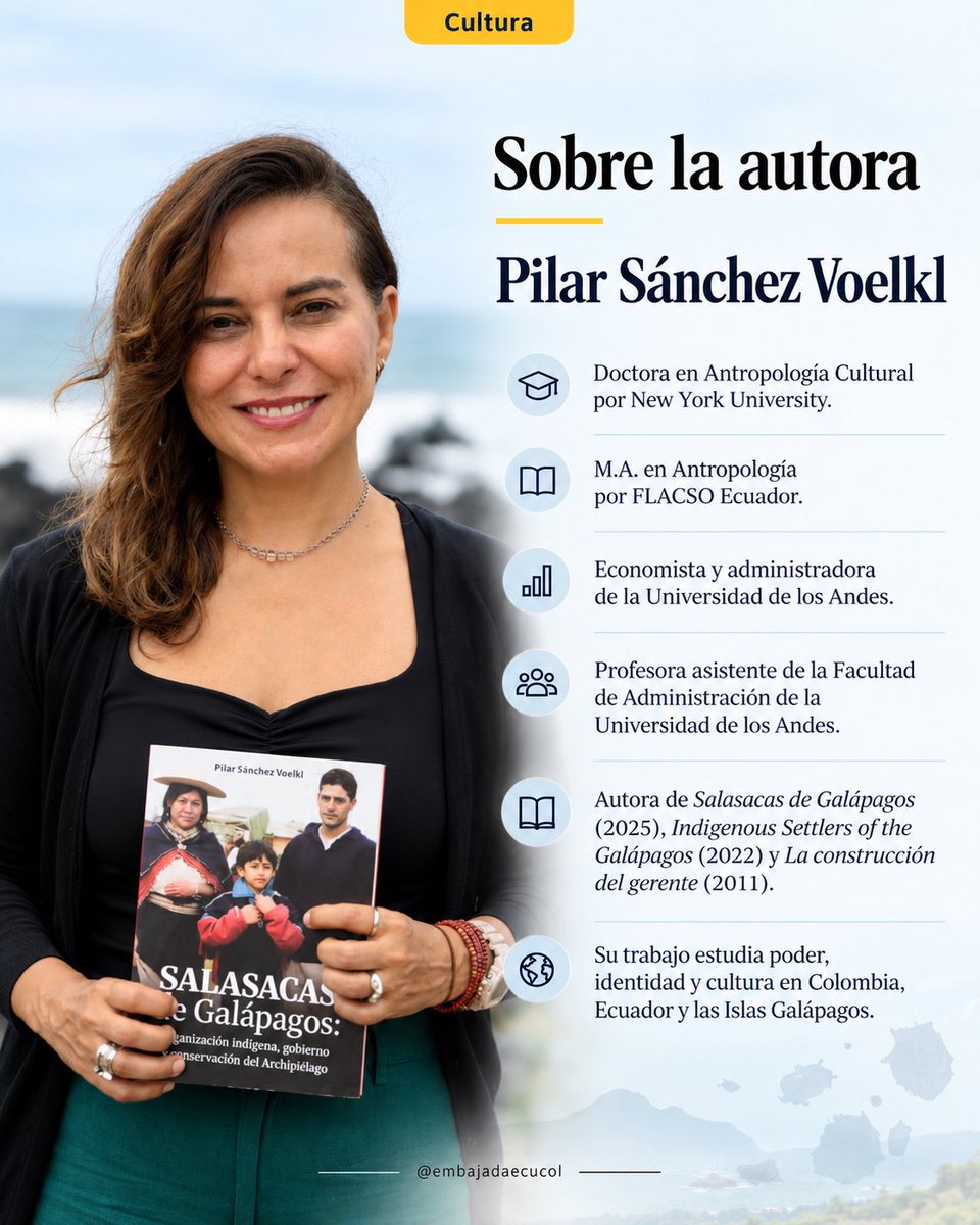 EmbajadaEcuCOL's tweet photo. Este 8 de octubre, la Universidad de los Andes presenta Salasacas de Galápagos, de Pilar Sánchez Voelkl, una investigación sobre la presencia kichwa salasaca en el archipiélago.

🕔 5:00 p. m.
📍 Universidad de los Andes, Bogotá

#EcuadorEnColombia #Galápagos https://t.co/Ja6Q7ndyhd