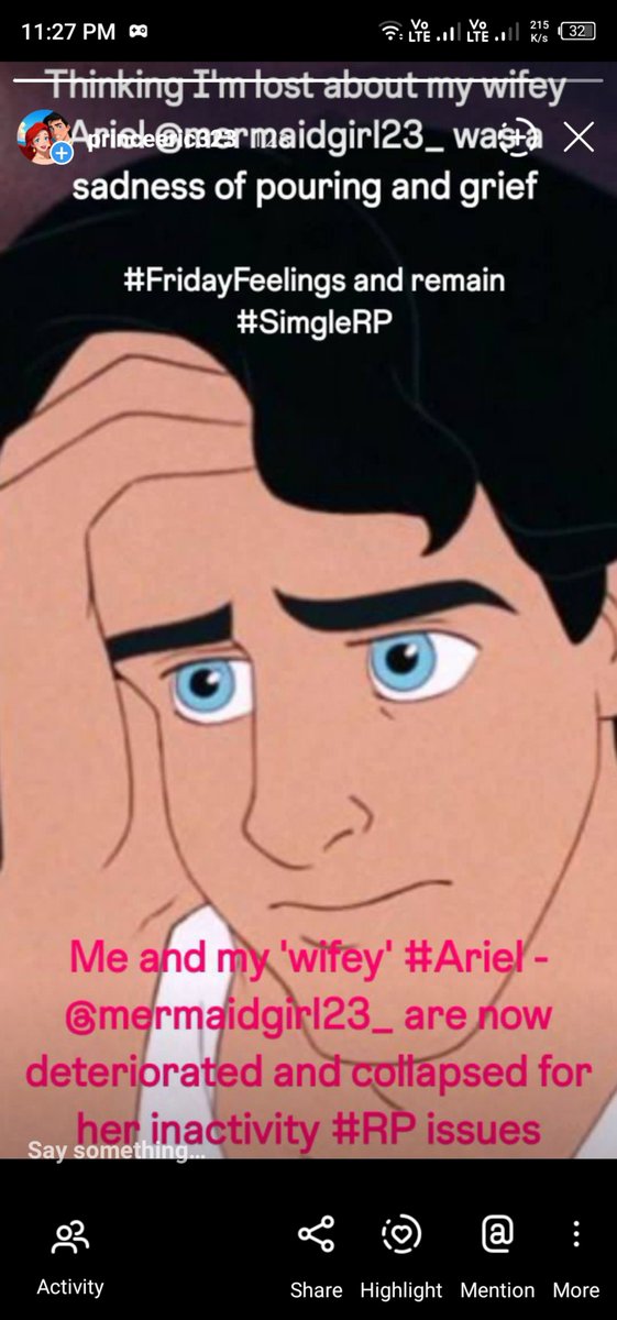 princeeric323's tweet photo. ๐ // " A final straw against @mermaidgirl23 and #SamanthaNieto for her #RP inactivity... " ๐คฌ๐ ๐ก๐คฌ
For me and my wifey are in 'deteriorated' and 'collapsed' for her inactivity RP
#DM #TheLittleMermaidRP #DisneyRP #Ariel #Eric #DisneyTheLittleMermaid #Disney #TheLittleMermaid https://t.co/F9TN5yhbXX