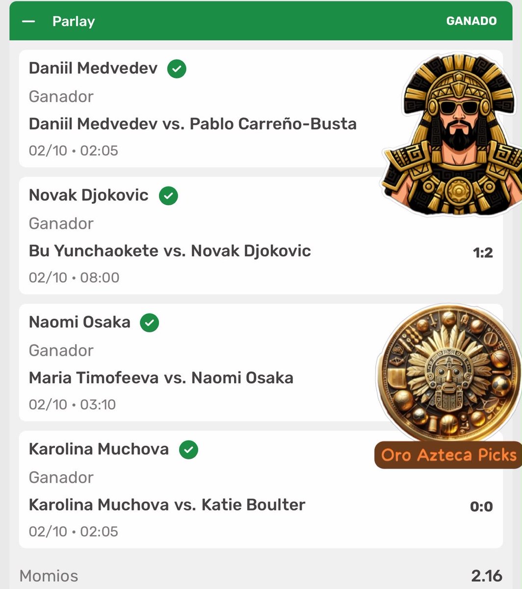 Oroaztecapicks's tweet photo. Así empezamos el premium de Octubre 

📊 CONTROL PREMIUM | ACUMULADO

Récord: 1-0
Acierto: 100%
Unidades arriesgadas: 5.00U
Unidades ganadas netas: +5.80U
ROI / Yield: +116.0%

📈 Balance Premium: +5.80 unidades https://t.co/p1XFrVDn3G