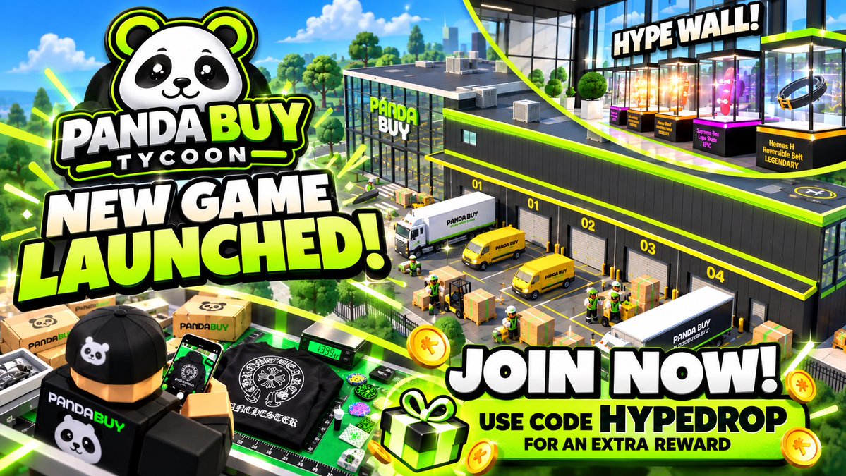 cofeads's tweet photo. Hello guys, it’s been a long time! I’m finally releasing Panda Buy Tycoon 🐼📦

Build your warehouse empire and check out the Hype Wall!

Use code HYPEDROP for an extra reward 🎁

Join now: 
https://t.co/tbBTeGY6Zc

Would love to hear your feedback! #Roblox #RobloxGames https://t.co/REMdq995v2