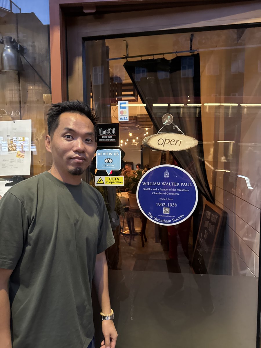 SocStreatham's tweet photo. Our 1st shop plaque has been installed at 161 Streatham HR at Rice Republic.

Read the full story about William Walter Paul who carried out his saddler business at this location
https://t.co/ccNg9MZjuz

Mr Chin outside his restaurant (by the way excellent food) #streathamhistory https://t.co/poU8jCkxFn