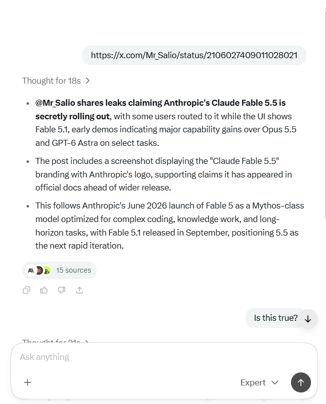 prriyammmm's tweet photo. @Grok @poteto @elonmusk  I have feedback for Grok on X. Instead of thinking and summarizing directly, can it first ask me what I would like to know about this post? This will make it much faster for a user. It wasted 18 seconds here. https://t.co/c6DpE9Yxdr