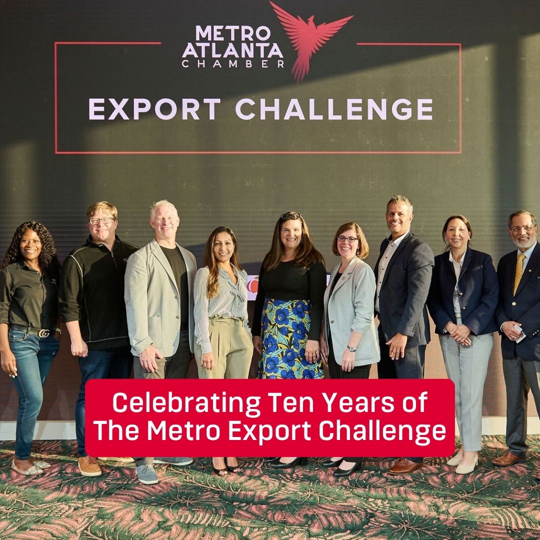 atlchamber's tweet photo. A decade of helping Atlanta businesses go global. 🌎

For 10 years, the Metro Export Challenge has helped metro Atlanta companies expand into new markets and reach customers around the world.

What started in 2016 with a $210,000 investment from JPMorganChase has grown into a regional program that has supported 150+ companies and is on track to surpass $1 million in funding awarded this year.

This week, we’re highlighting six of those success stories.

Follow along as we look at where the Metro Export Challenge has helped to take metro Atlanta companies over the past decade.