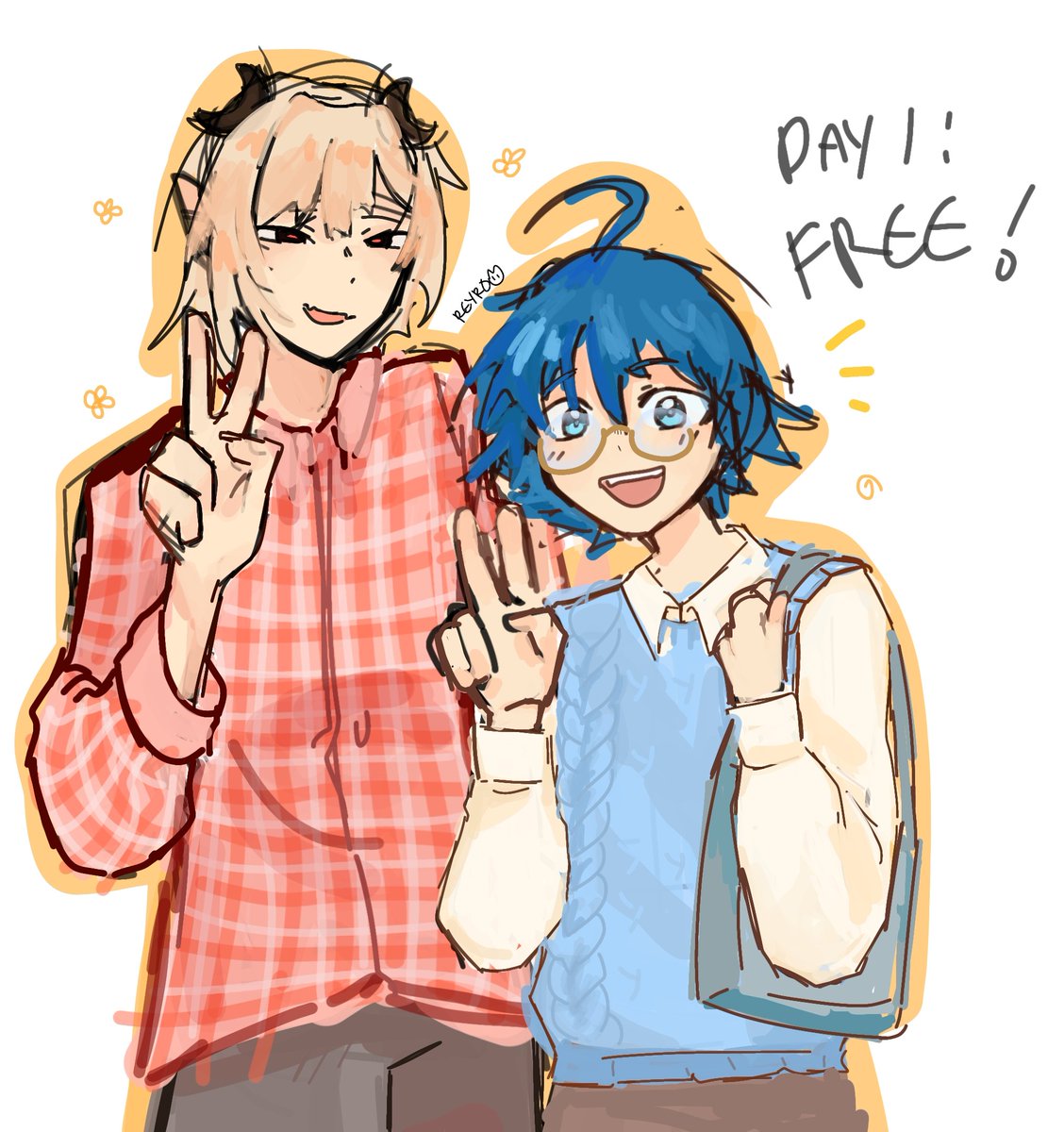 ikokolia_'s tweet photo. #IRUTOBER2026 
day one !
Free (casual for me!) 
Elliathan and Iruma hanging out together, yay!
#mirm #wtdsik https://t.co/xzlKs0Xsvy
