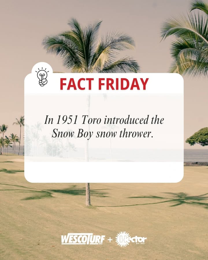 HectorTurf's tweet photo. Fact Friday 📚

From winter sidewalks to year-round innovation ❄️🌱

In 1951, Toro introduced the Snow Boy snow thrower—expanding its legacy beyond turf and into all-season performance.

#toromowers #wescoturf #FactFriday #Innovation #YearRoundCare https://t.co/06Y9llkiRO