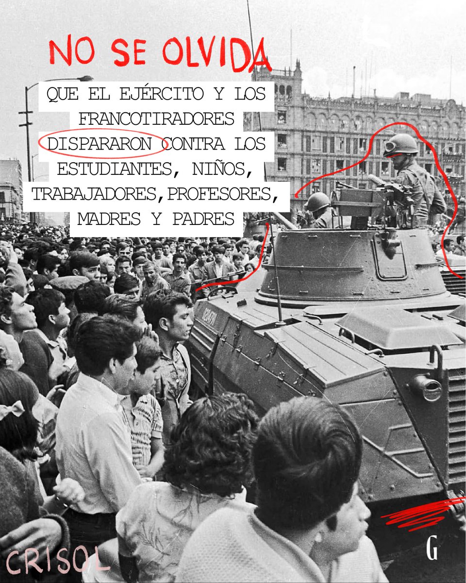 FNERRR_NACIONAL's tweet photo. ¡2 𝙙𝙚 𝙤𝙘𝙩𝙪𝙗𝙧𝙚, 𝙨𝙚 𝙧𝙚𝙘𝙪𝙚𝙧𝙙𝙖 𝙡𝙪𝙘𝙝𝙖𝙣𝙙𝙤! ✊🏽🔥📣

Hace 58 años, se registró la masacre contra estudiantes, mujeres y niños en la Plaza de las Tres Culturas, #Tlatelolco, Ciudad de México.

❤️‍🔥📣 https://t.co/gWOd8Pw4q3
