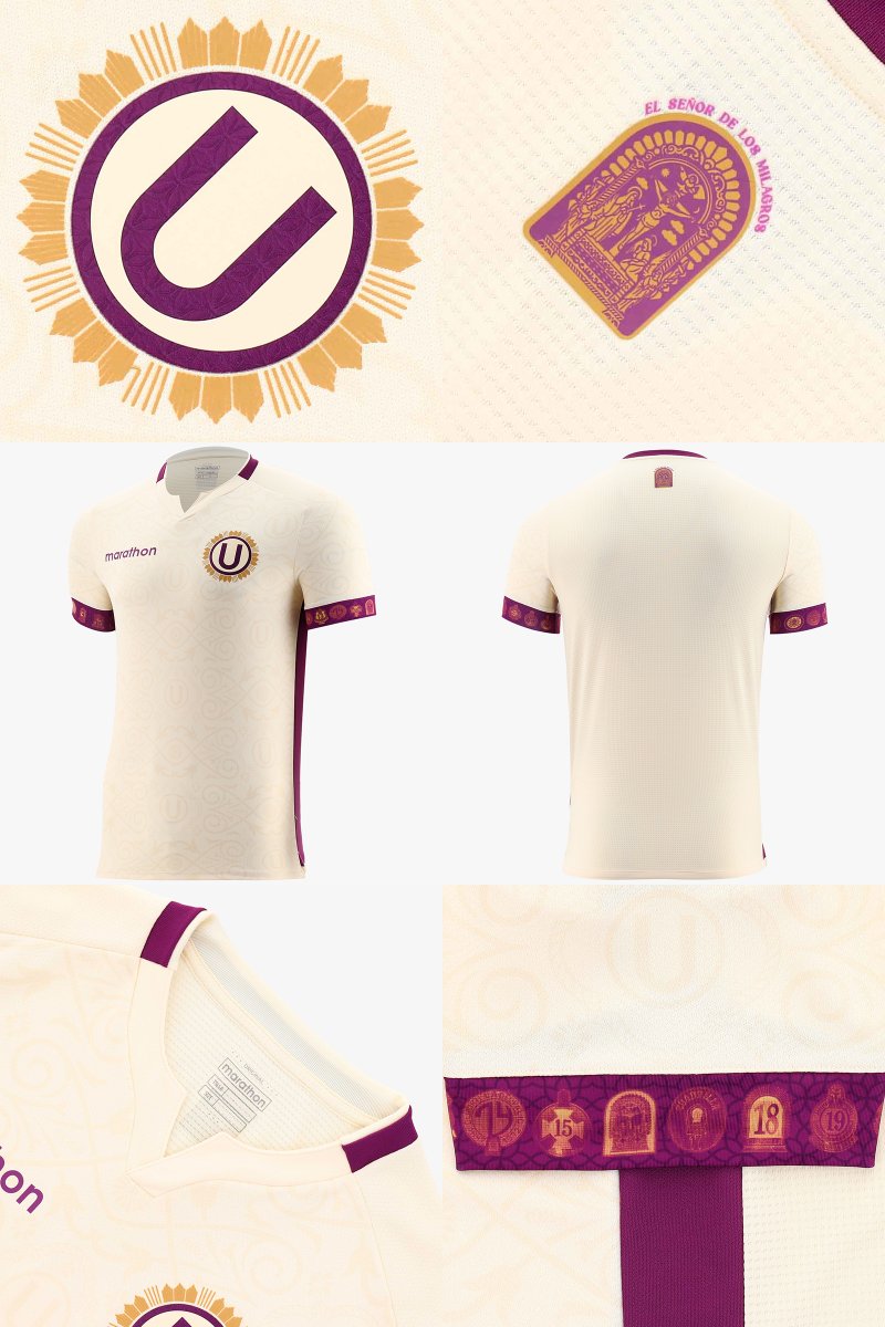 EleteTSC's tweet photo. 🇵🇪🟣 @Universitario y Marathon presentan su camiseta 2026 en homenaje al Señor de los Milagros.

El modelo crema es acompañado por vivos en morado y dorado, con una leve trama y detalles alusivos a la fe. Las mangas se adornan con números en representación de las cuadrillas. https://t.co/g2rKoaESDH