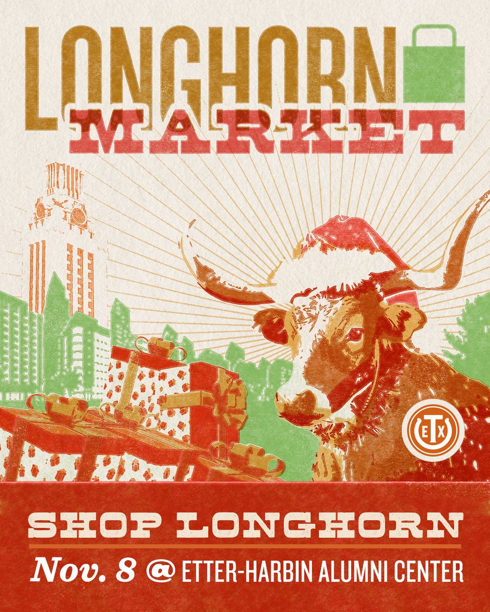 TexasExes's tweet photo. Everyone loves the Longhorn Market. Even Hook ’Em.🤘

Shop 50+ Longhorn businesses on Sunday, Nov. 8 from noon–4 p.m. at the Etter-Harbin Alumni Center! Bring your people. Bring your shopping list. Bring your burnt orange. See you at the Market!

RSVP → https://t.co/0GjoqJdfbs https://t.co/UYDqnxbeSw