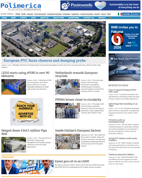 PolimericaNews's tweet photo. The news of 2 October 2026 on https://t.co/Il3eTGrPbI
#PVC #Recycling #Plastics #Compounding #PlasticsMachinery #Packaging https://t.co/aXO2ZMYaqp