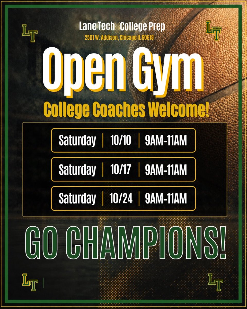 VegaRansomMarks's tweet photo. Lane Tech College Prep Open Gym Schedule posted! Coaches come get a close eye on the talent of this team!  Gonna be a great season. https://t.co/YIvzNOJten