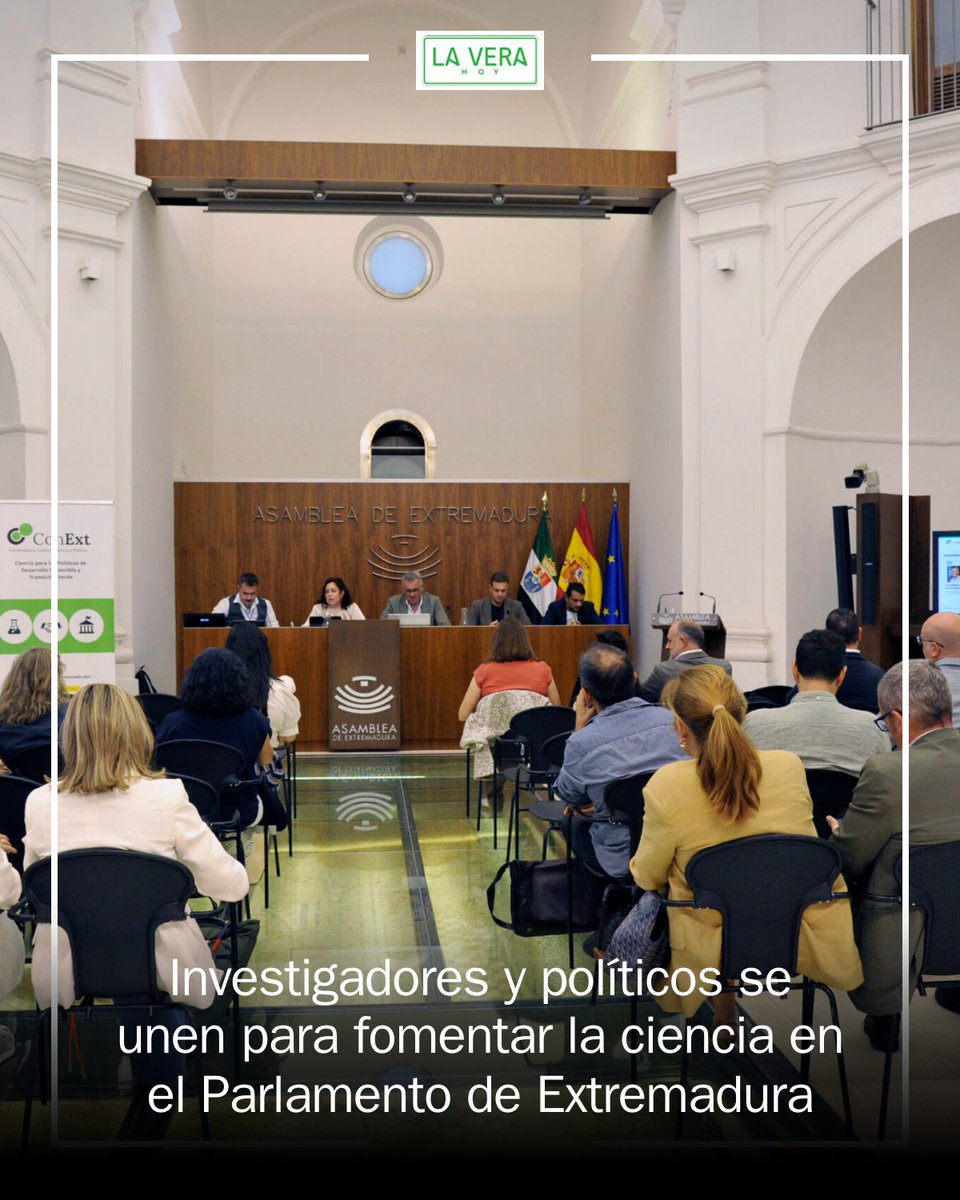 LaVeraEdon's tweet photo. 🔬 La Asamblea de Extremadura pone en marcha ‘Ciencia en el Parlamento’: 20 parejas de responsables públicos e investigadores trabajarán durante los próximos meses para acercar el conocimiento científico a la toma de decisiones. Abordarán retos... https://t.co/XaZCZsmDhb https://t.co/tdYFeIRMsD