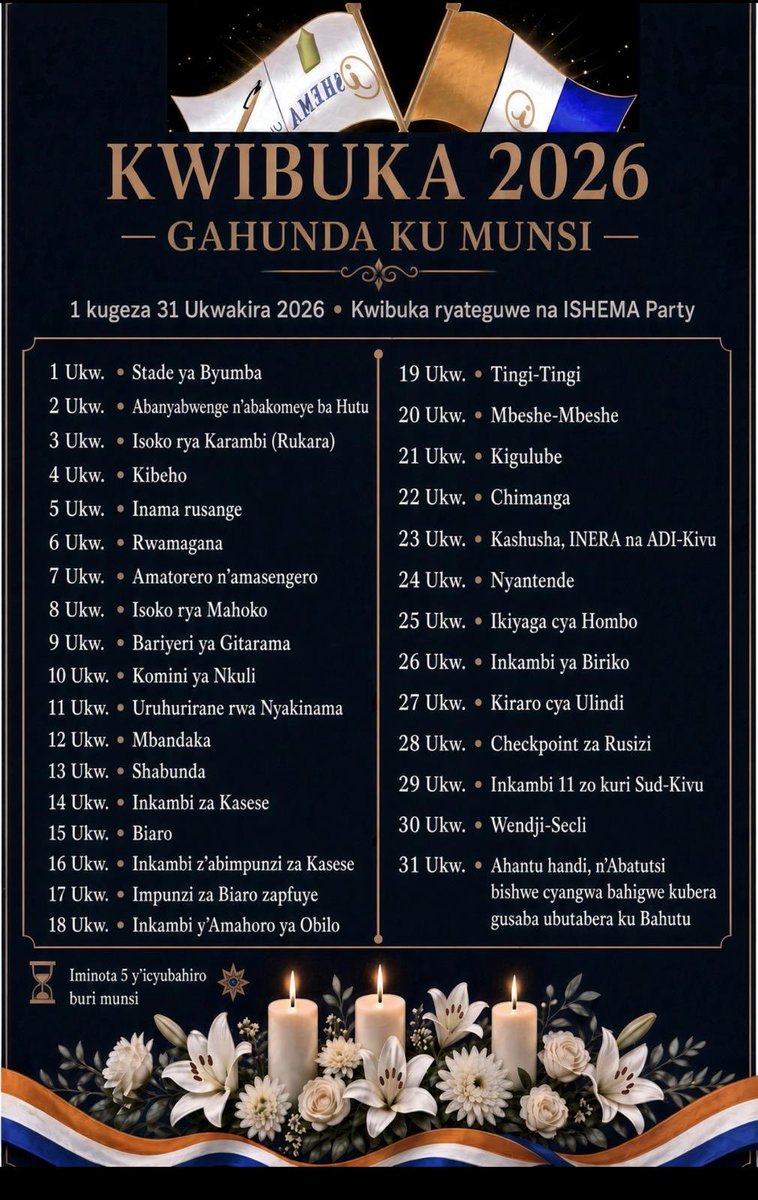 NKasinge's tweet photo. 🚨🚨🚨Gahunda y urugengo rw ukwezi yo Kwibuka istemba bwoko ry #abahutu mu Rwanda no muri DRCongo,Umunsi kuminsi ,irakomeje.
📍Buri munsi tuzajya twibuka hamwe mu habereye ayo mahano tunatanga incamake kubyahabaye.
✅Uyu munsi taliki ya 2 #Ukwakira,twibutse ubwicanyi bwabereye i #Remera ya Kigali taliki ya 7 #Mata ,bukozwe n abasirikare ba #RPA bari bafite ibirindiro byabo muri #CND.
➡️Ubwo bwicanyi bwibasiye imiryango irenga 170 yari ituriye inkengero za CND na #StadeAmahoro.
🔸Myinsi muri iyo miryango yazimijwe burundu.
➡️🚨Ubwo bwicanyi bwibasiye #abahutu bafatwaka nk abanyabwenge cyangwa abavuga rikijyana,bwakurikijwe igikorwa cy’ihanurwa ry indege,bufatwa nkimwe mu #imbaritso ikomeye yakongeje ihigwa a ry a #batutsi ryakurikiyeho.
⏩️🛑Ejo tuzazirika ubwicanyi bwo mw isoko ry i #Karambi( ex commune Gituza, ex Préfecture ya Byumba)
📣Mukomeze mubane natwe
Twibuke izo nzirakarengane.
📣Gahunda y ukwezi ko kwibuka mu Kinyarwanda 👇🏽