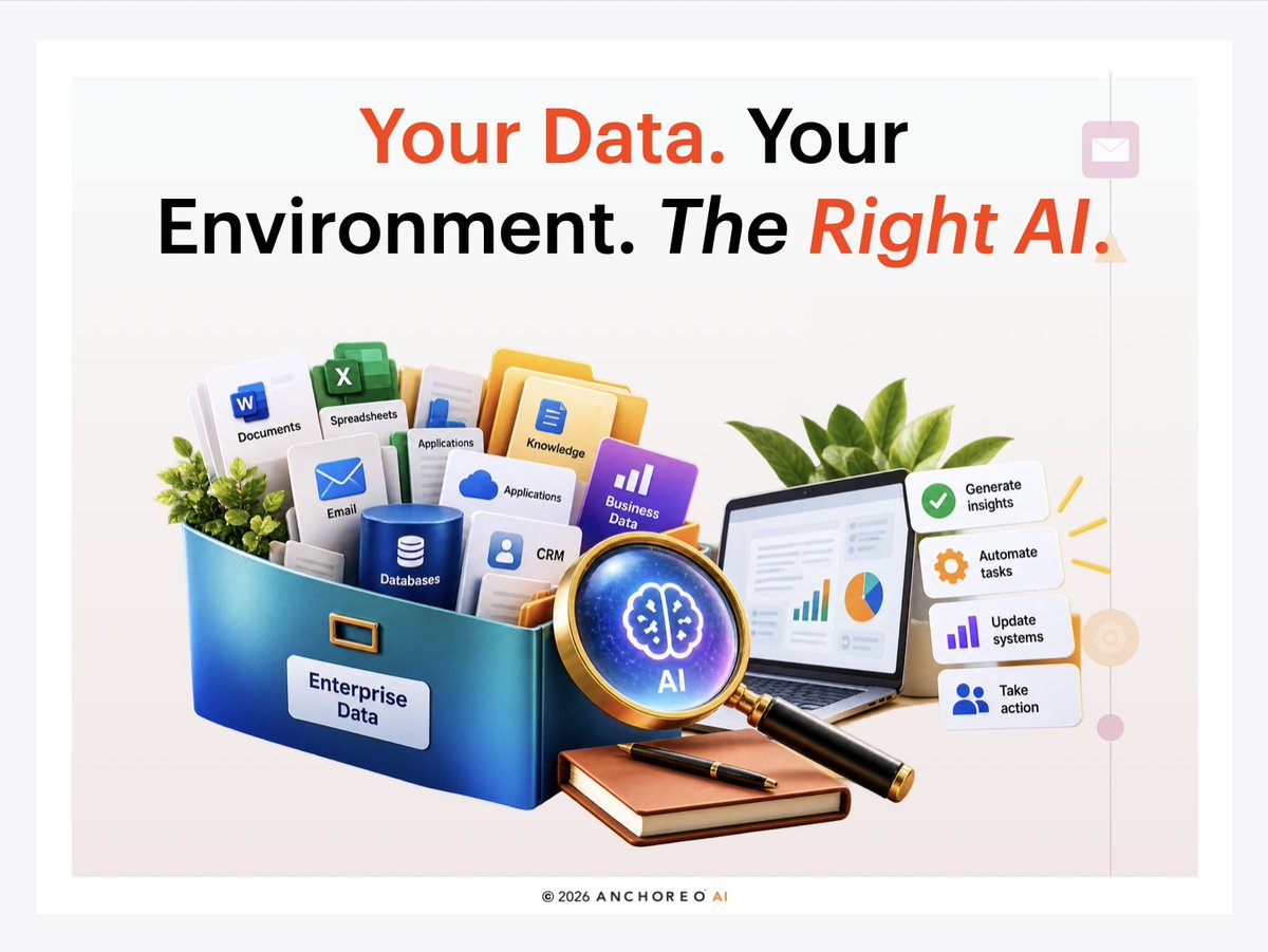 AnchoreoAI's tweet photo. The real enterprise AI opportunity may not be the model itself.

It’s making your data actionable, in your environment, with the right AI for the task.

Models will change. Your enterprise context, workflows, and ability to act on them are where lasting value gets built.

#EnterpriseAI #AI #DataStrategy