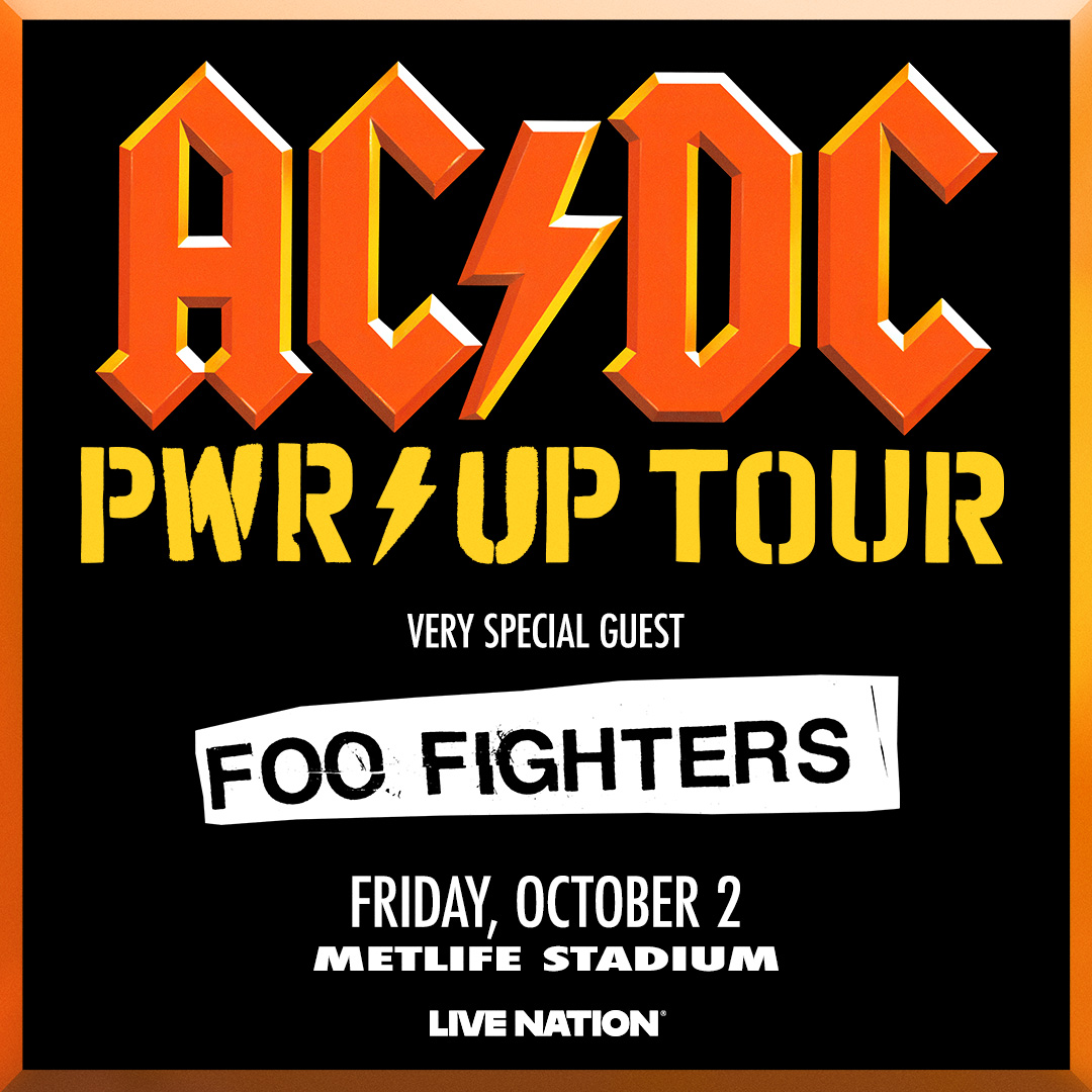 MetLifeStadium's tweet photo. AC/DC is bringing their POWER UP tour to MetLife Stadium tonight with special guest Foo Fighters! 🔥 🤘 
 
🚗 Lots Open: 2:00pm
🏟️ Gates Open: 5:30pm
🎤 Foo Fighters Take the Stage: 7:00pm
ℹ️ https://t.co/MiUPwO8C2k
 
#WorldsBiggestStage https://t.co/AW0LBdeldf