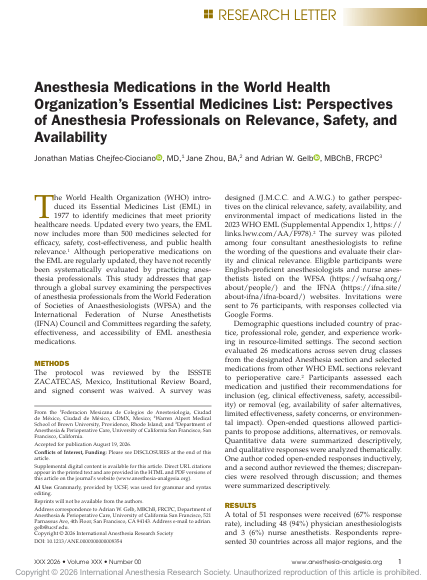 wfsaorg's tweet photo. 💊 Are essential medicines meeting the needs of anaesthesia professionals?
A new study in Anesthesia & Analgesia shares perspectives from anaesthesia professionals across 30 countries on the safety, effectiveness, availability and environmental impact of medicines on the WHO Essential Medicines List.
🔗 Read the study: https://t.co/RuscfX2w7S

The findings highlight the importance of clinician perspectives in keeping the list relevant to safe perioperative care.
