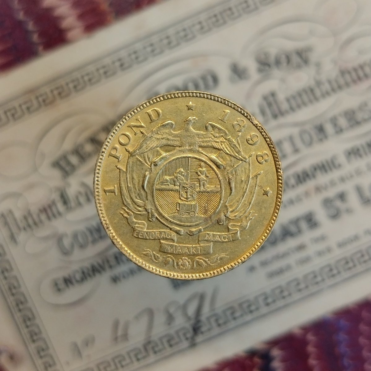 SDetectorist's tweet photo. From a freshly harvested sugar beet field this day 2nd October 2003.

Never found a sovereign, but it's pretty close.
South African gold One Pond
Dated 1898. https://t.co/3pgsnPOqnN