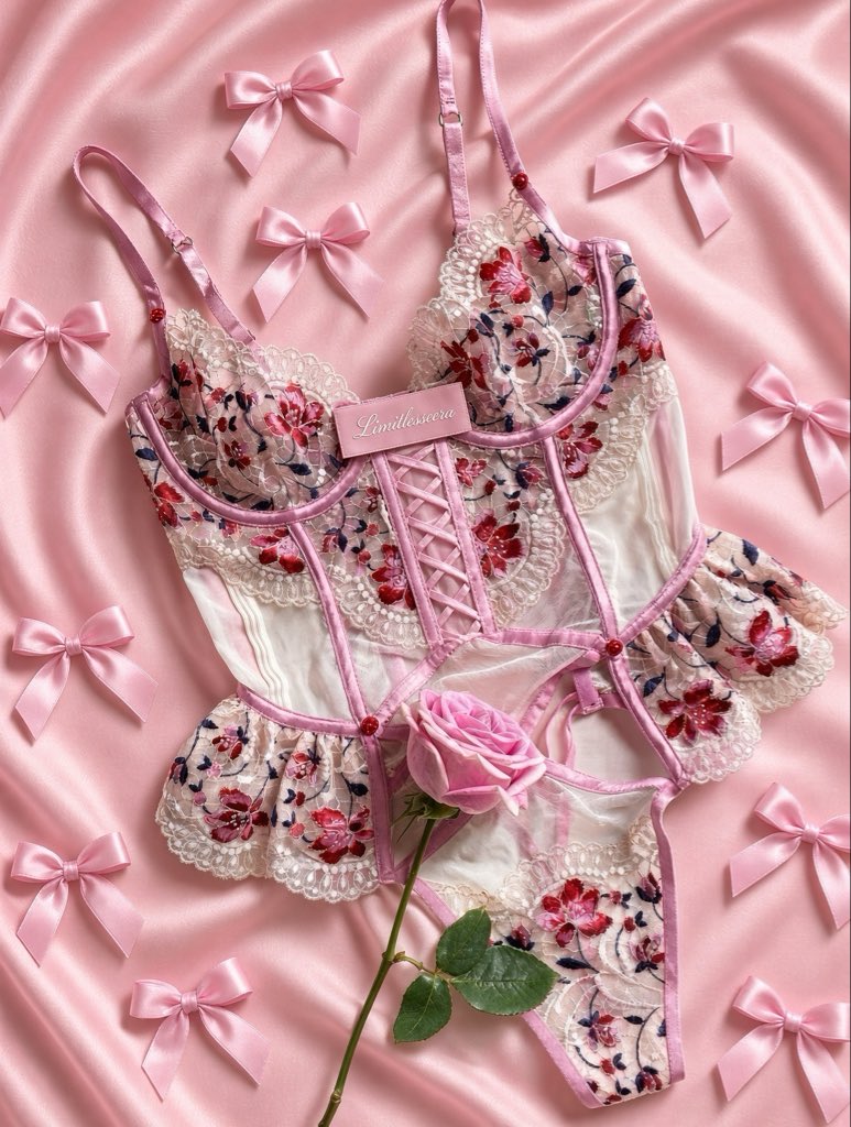 limitlesseera's tweet photo. Soft lace, floral embroidery, and a rose that knows exactly what it’s doing. https://t.co/GYp2sm7yrl
