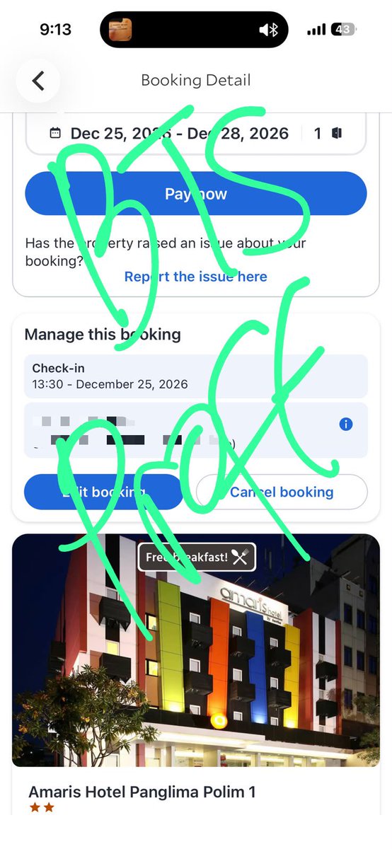 naiiluck's tweet photo. wts tiket hotel buat concert bts 25-28 december amaris panglima polim 1, udah breakfast 2 orang. 2jt yaa. jalan kaki 3,3km only. mobil cmn 20 menit. #wts #btsarirang #jkt BTS ARIRANG JAKARTA GBK HOTEL https://t.co/O3ns3LGUjL