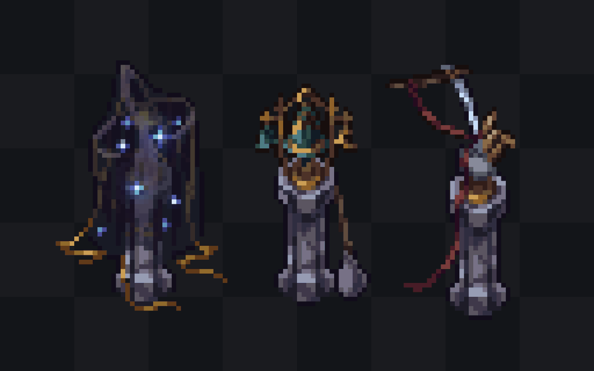 Sylvia_Voolf's tweet photo. #pixelart statues of the gods' symbols for @TearsboundGame https://t.co/kSl53kHRlt