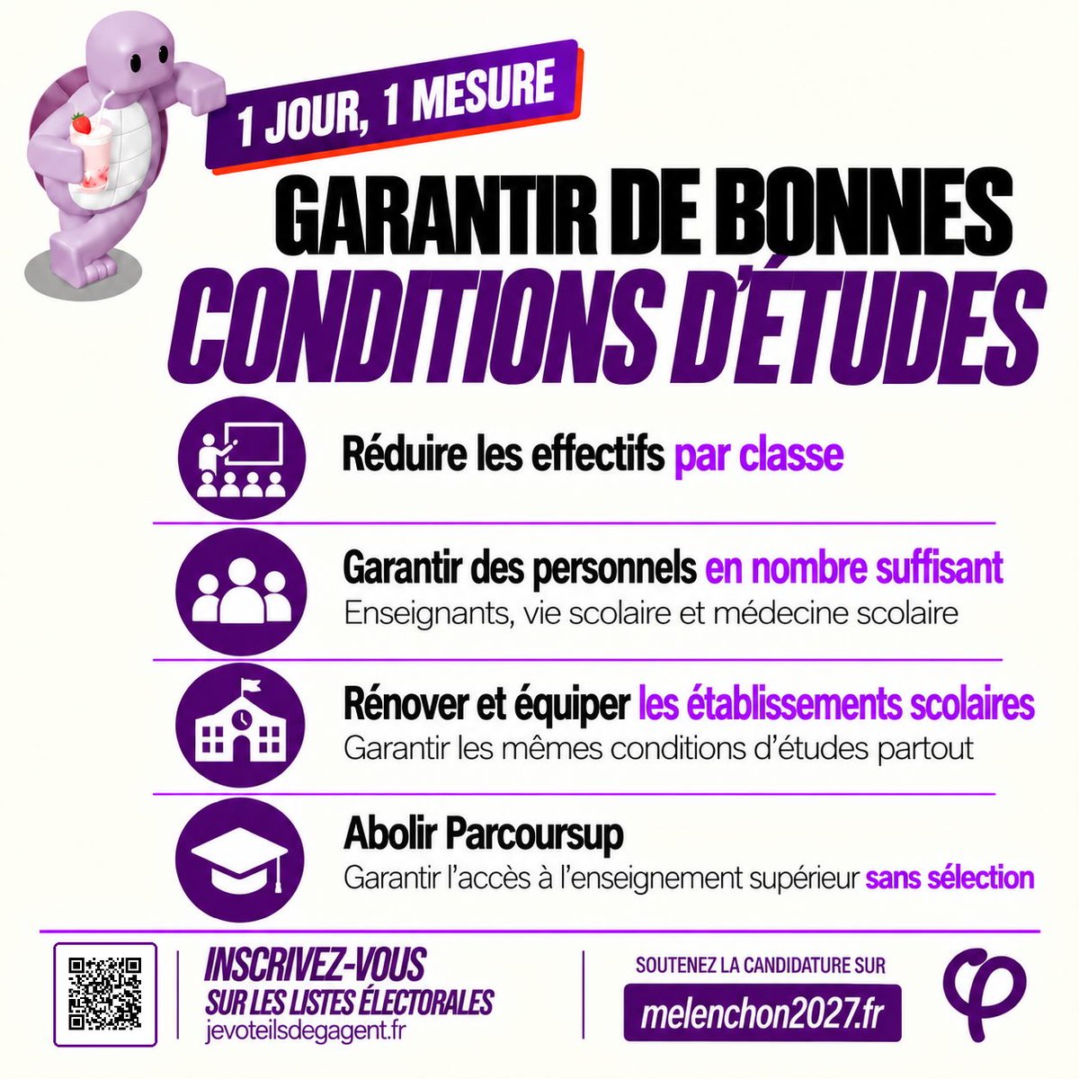 RoureLaurie's tweet photo. 🐢Un Jour Une Mesure du programme #LFI🐢
#Melenchon2027 #ManifestationsLycéennes #ManifsLycées https://t.co/9sHNjPhDRb