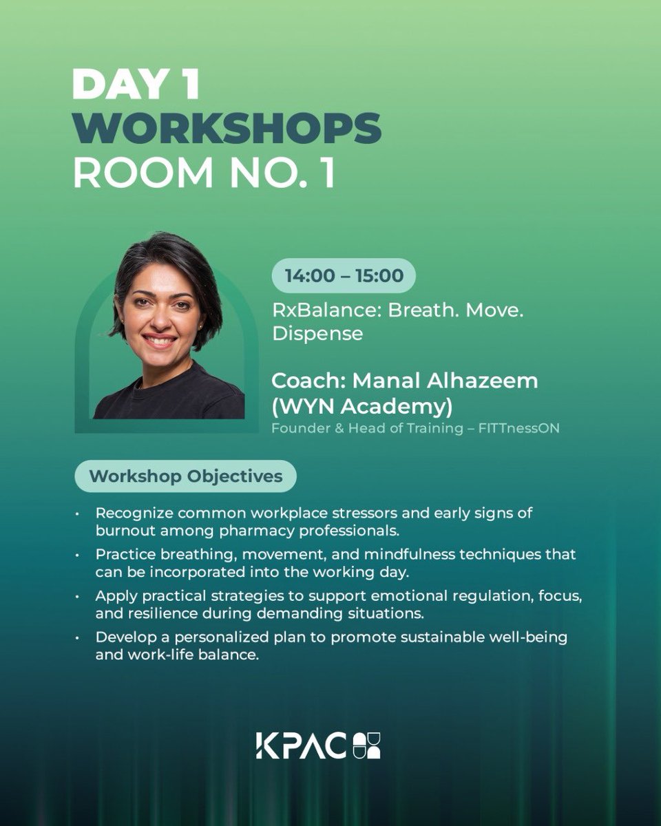 KPAC_Kwt's tweet photo. KPAC 2026 | DAY 1 WORKSHOPS
Registration is now open. Secure your spot today through the link below! β¬οΈ
https://t.co/XvaVVsHV0W
#KPAC2026 #PharmacyInMotion #Pharmacy #Healthcare #PharmacyWorkshops https://t.co/BeZXVSsGGu
