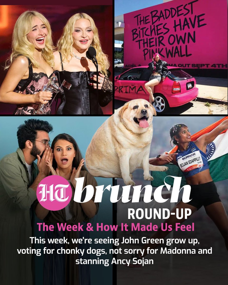 htTweets's tweet photo. #HTBrunch ✨| This week, we’re seeing John Green grow up, voting for chonky dogs, not sorry for Madonna and stanning Ancy Sojan
Read the full story: https://t.co/8qWGUxxveb
#HTBrunch #JohnGreen #Madonna #AncySojan #ChonkyDogs #WeekendReads #Culture #Entertainment #Lifestyle #Books #Sports