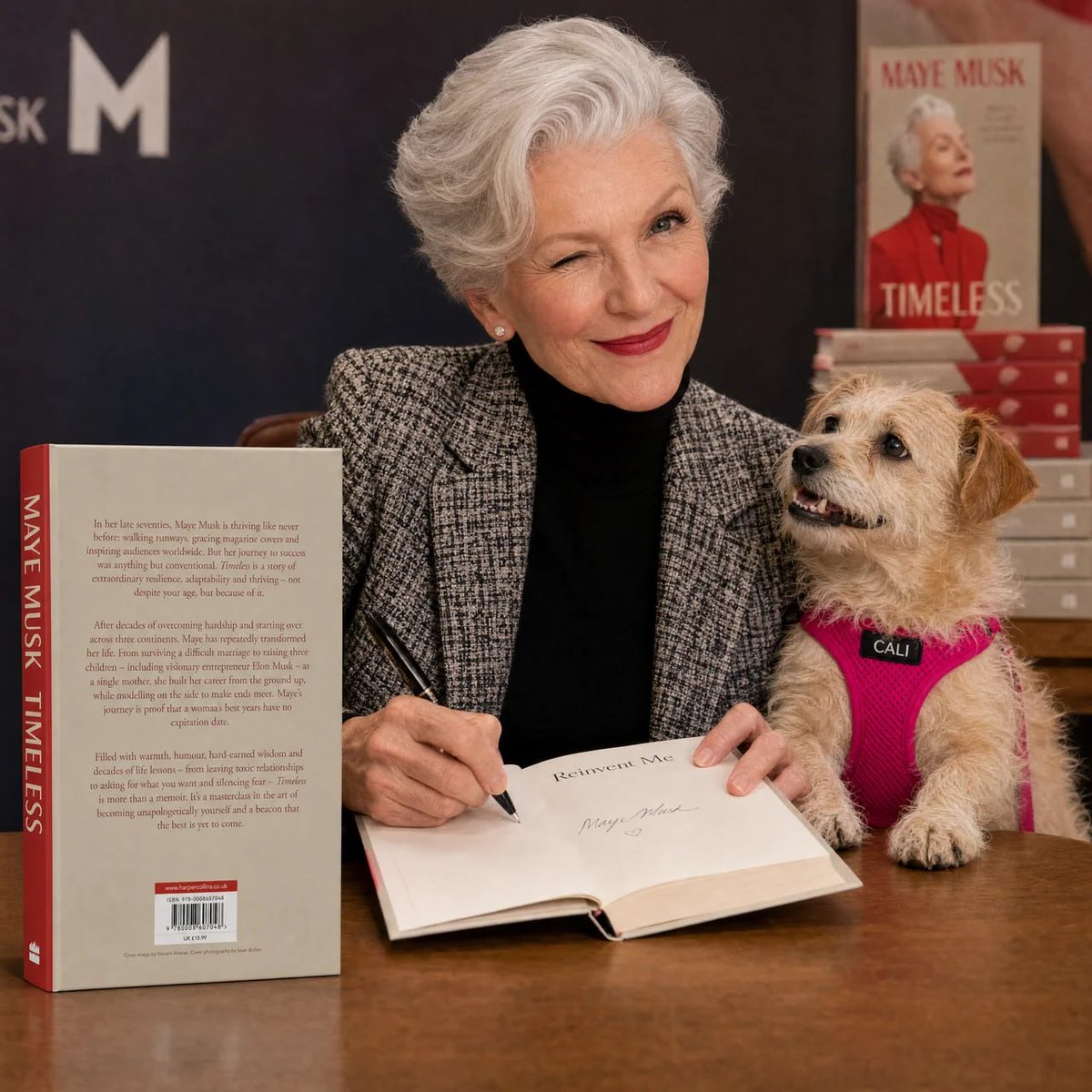 CaliTheFanpage's tweet photo. @mayemusk Maye Musk travels the world, signs books, meets her fans, and brings a little happiness everywhere she goes. ❤️📚

Cali is lucky to have such a wonderful mom. 🐶✨ https://t.co/crR8bUcbQ5