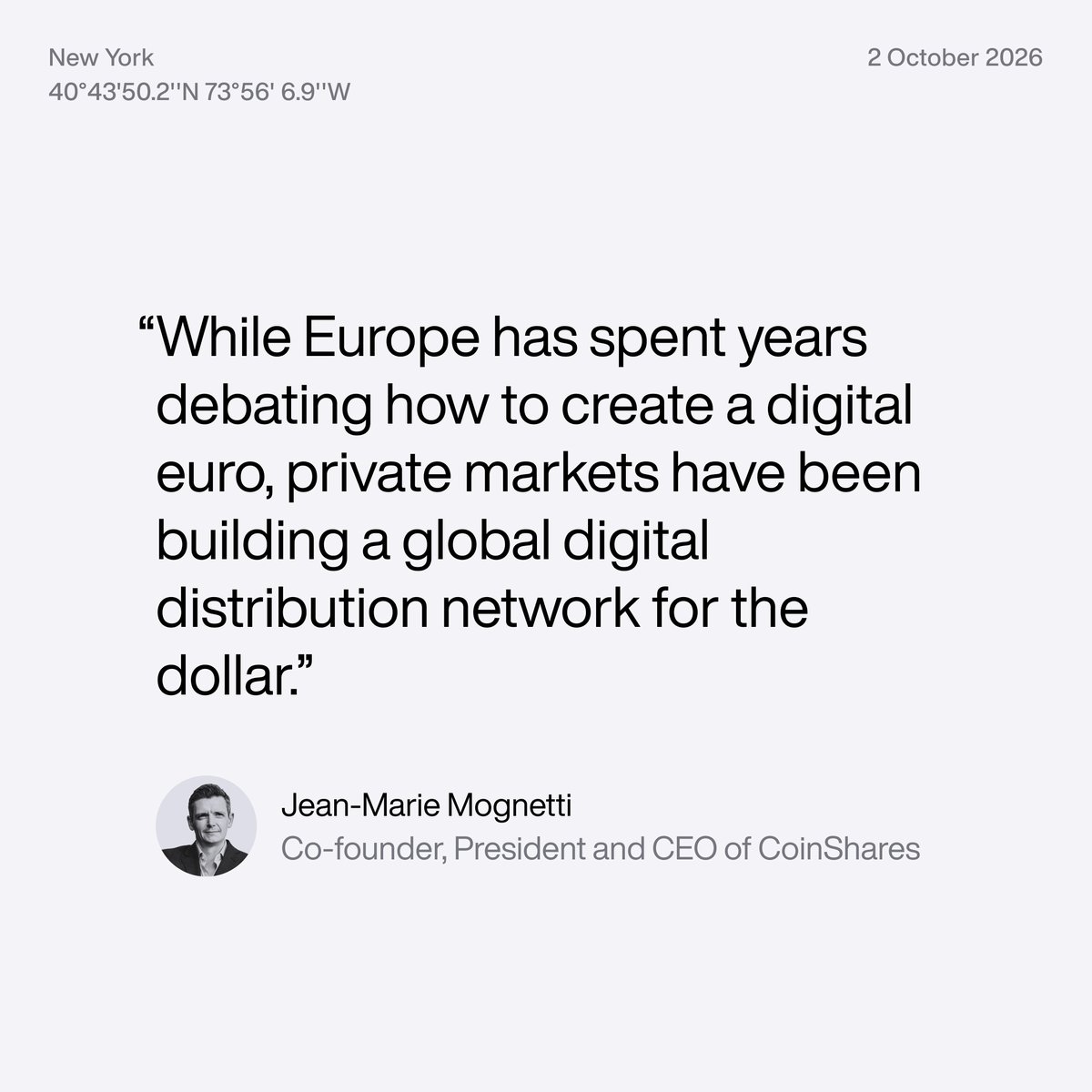 CoinSharesCo's tweet photo. The US and Europe are building tokenised finance on different rails.

In his latest Output, @jmmognetti looks at why that choice could shape where liquidity, financial activity and innovation accumulate next.

Read more: https://t.co/x8kcG3WWBg https://t.co/0AzKNOWM5Y